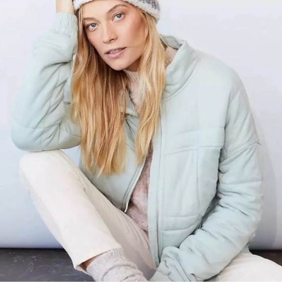 Allfenix Anthropologie Soft Sage Green Quilted Jacket size XS - Picture 2 of 11